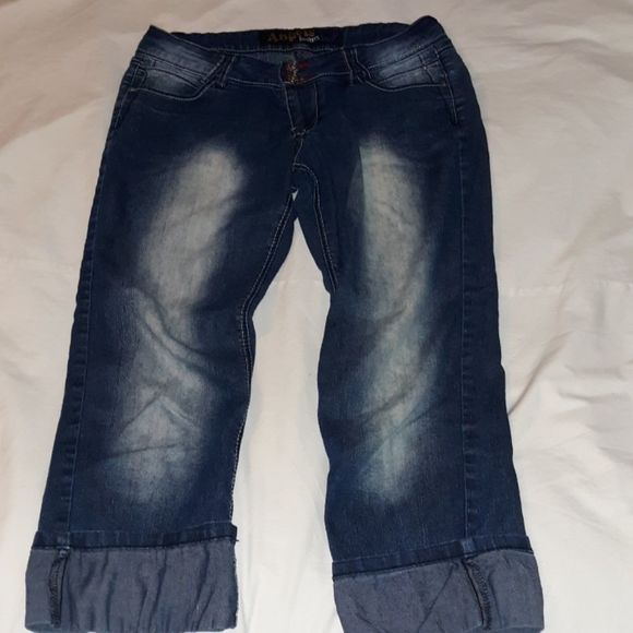 Angels Cuffed Crop Jeans Bling Pockets‎ size 7 - Picture 1 of 6